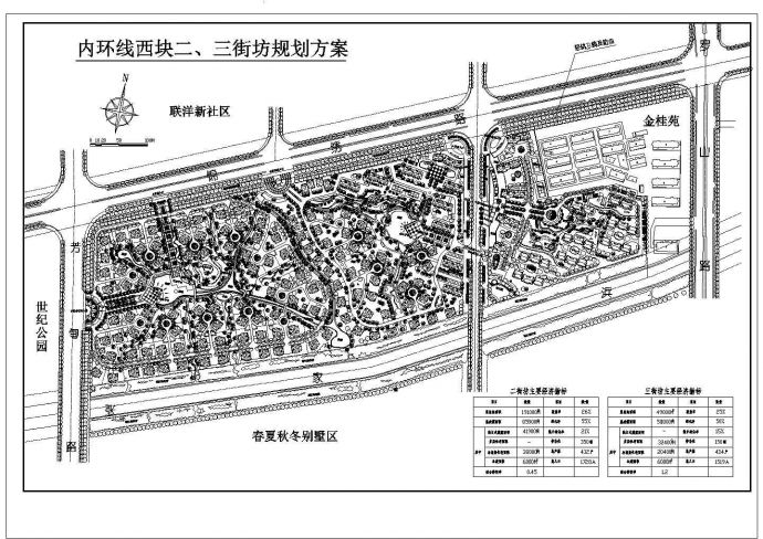 二街坊总用地191000平米三街坊总用地49000平米上海别墅区规划总平面_图1