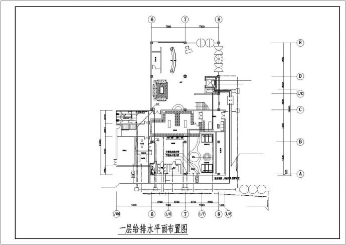 六层综合楼酒店给排水设计cad施工图纸_图1