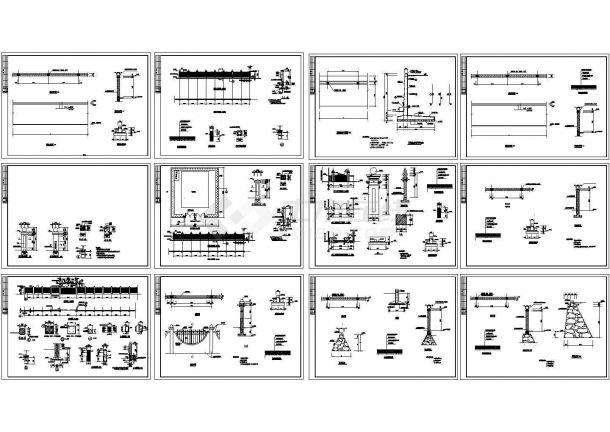 某带有敬老院大门入口的围墙建筑施工图-图一