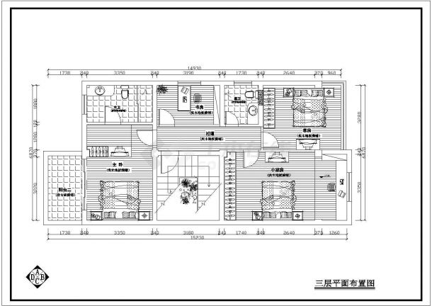 某地区四层居室室内装修cad设计图纸-图二