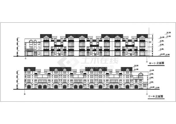 湖南省某城市低层连排住宅CAD建施图-图二