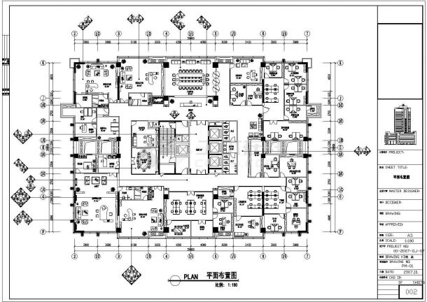 某大厦办公室装修全套设计施工CAD图-图二