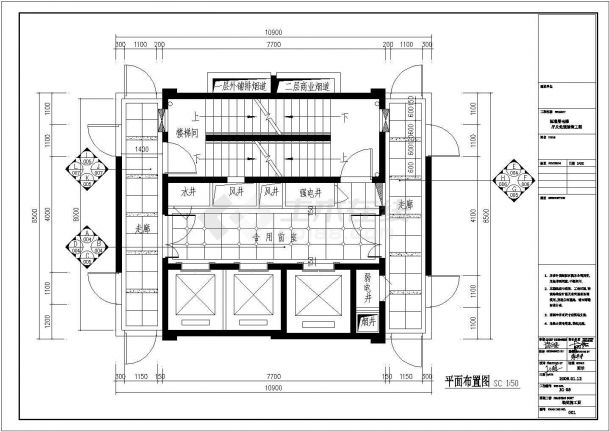 某地电梯厅及走道装修设计施工CAD图-图二