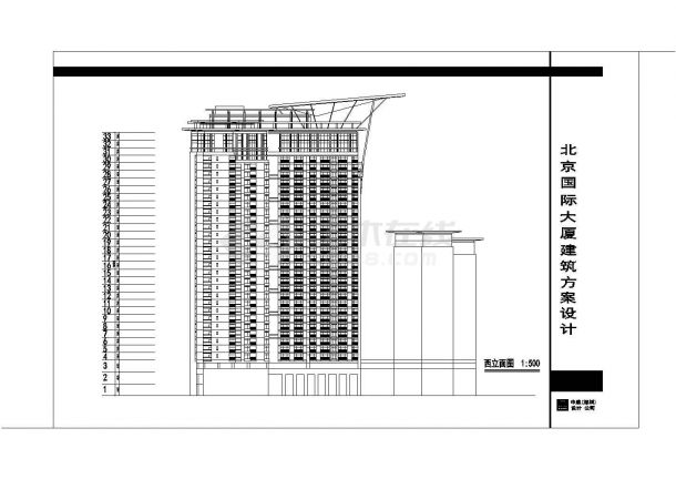 某三十三层国际大厦建筑设计方案完整平面图-图一