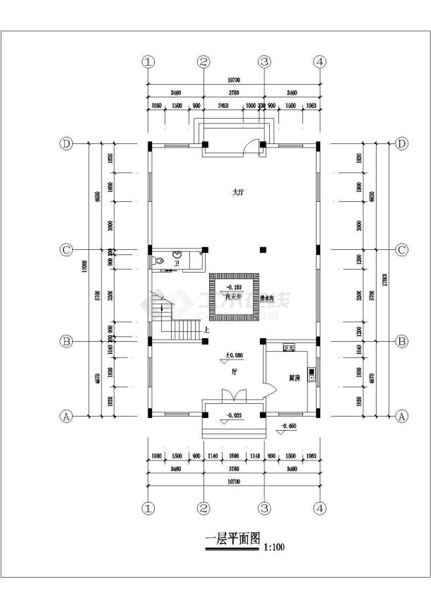 某地3层徽派民居楼建筑施工图纸（共5张）-图二