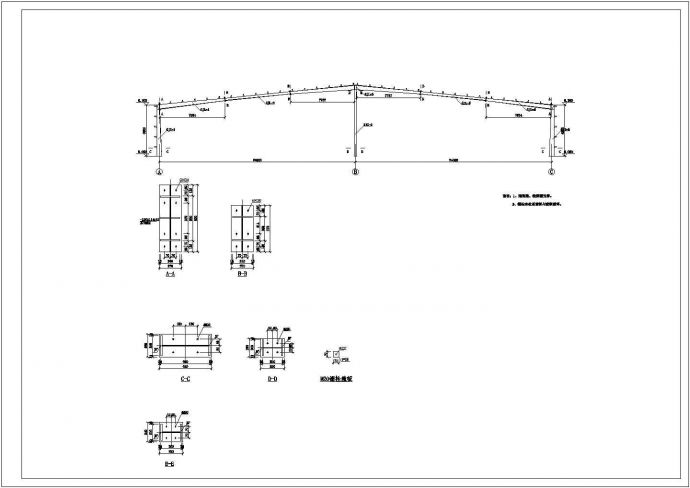 某2x24米跨轻钢厂房结构设计施工图_图1