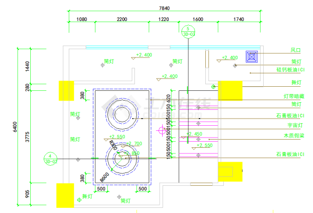 某地KTV包间装修设计CAD图纸-图二