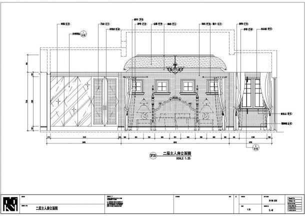 欧式别墅主人房装修设计施工CAD图-图二
