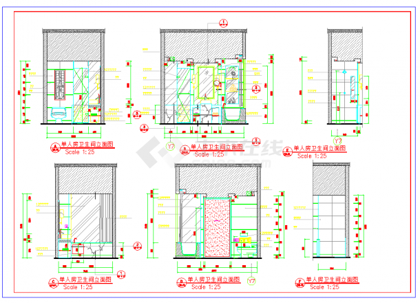 某标准房卫生间CAD立面设计详图-图一