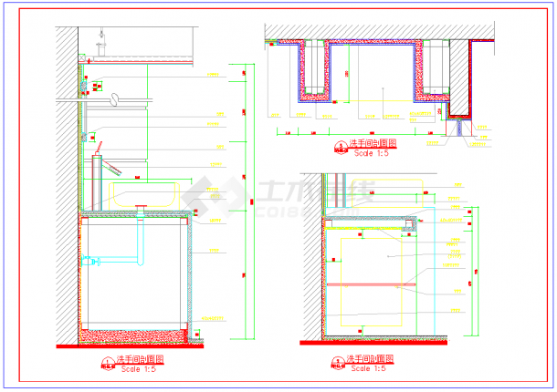 某标准房卫生间CAD立面设计详图-图二