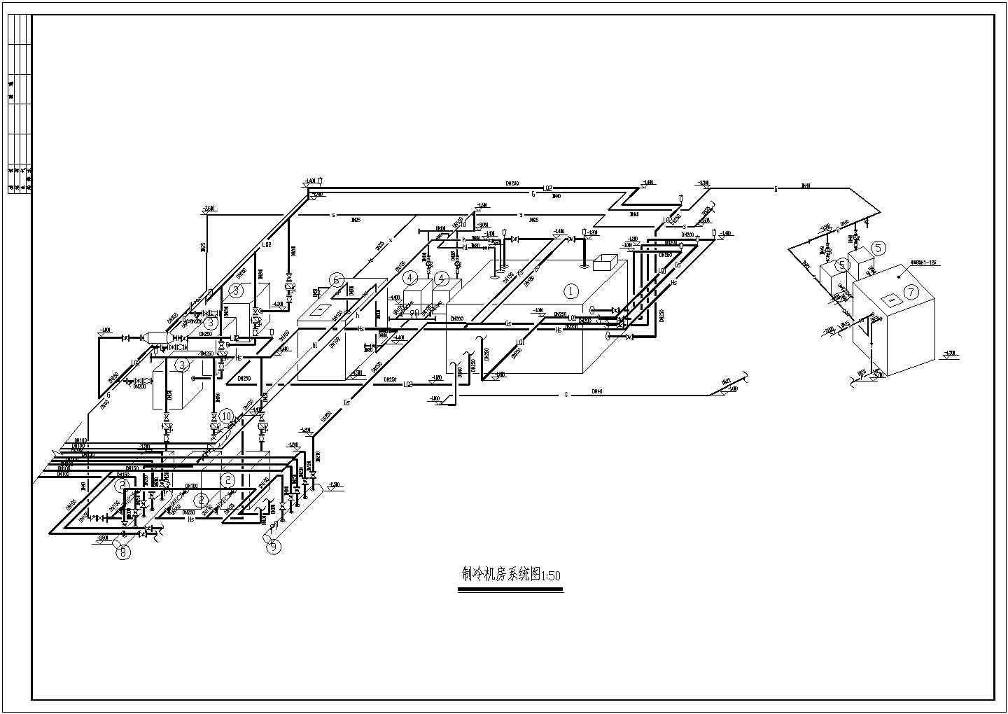 某空调制冷机房CAD设计施工图纸