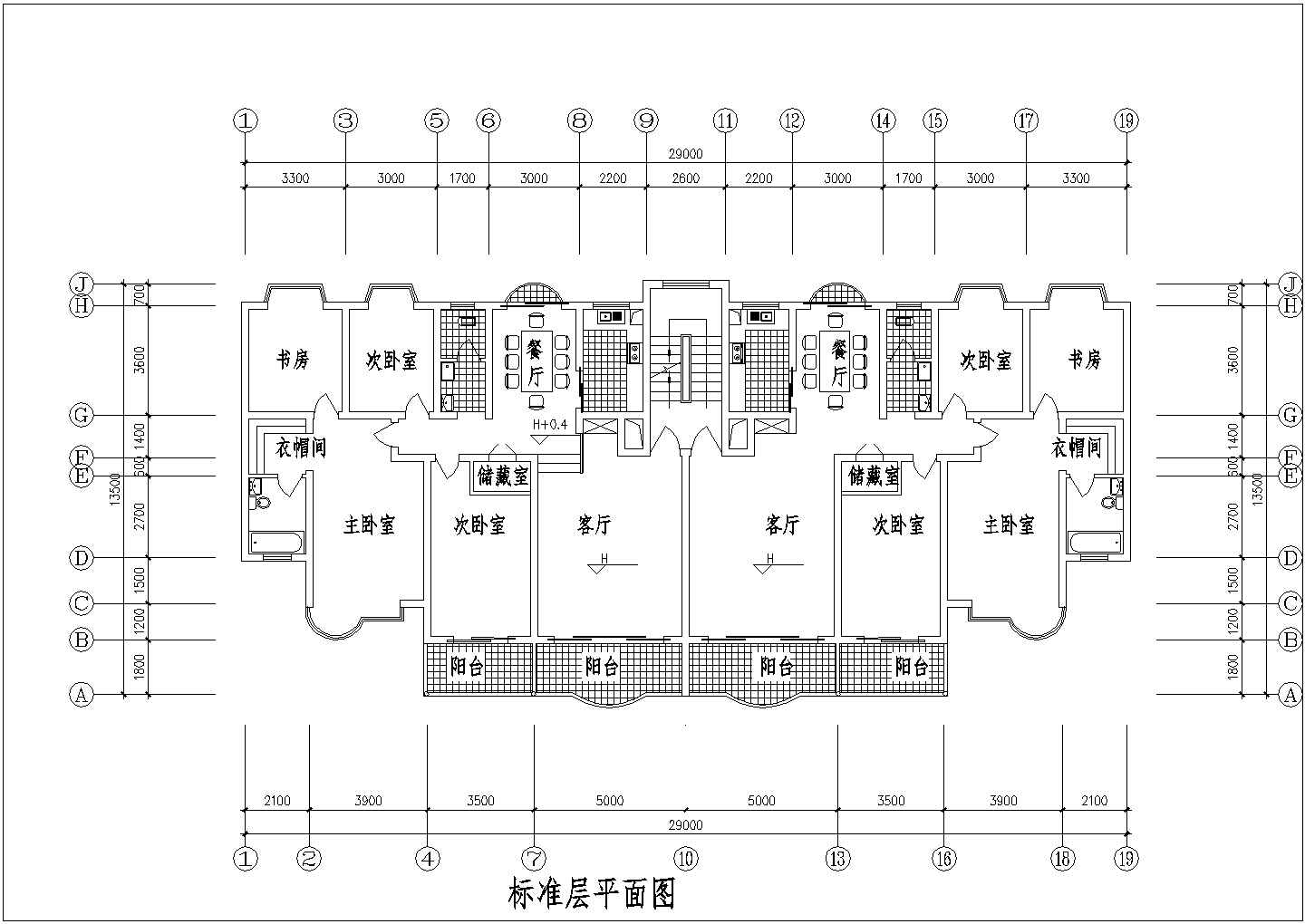 陕西省某城市复式楼户型CAD图纸