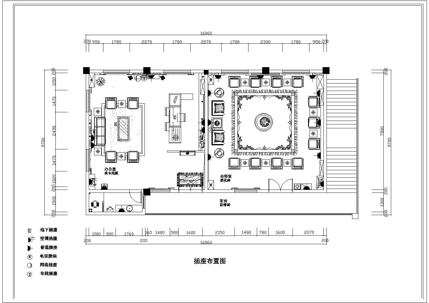 北方某地区办公室建筑装修方案图纸