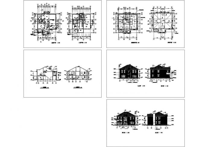 二层带阁楼别墅建筑设计方案图_图1