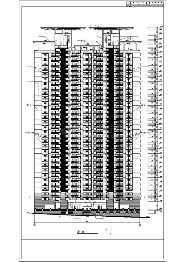 江西省某城市高层建筑立面建施工图-图一