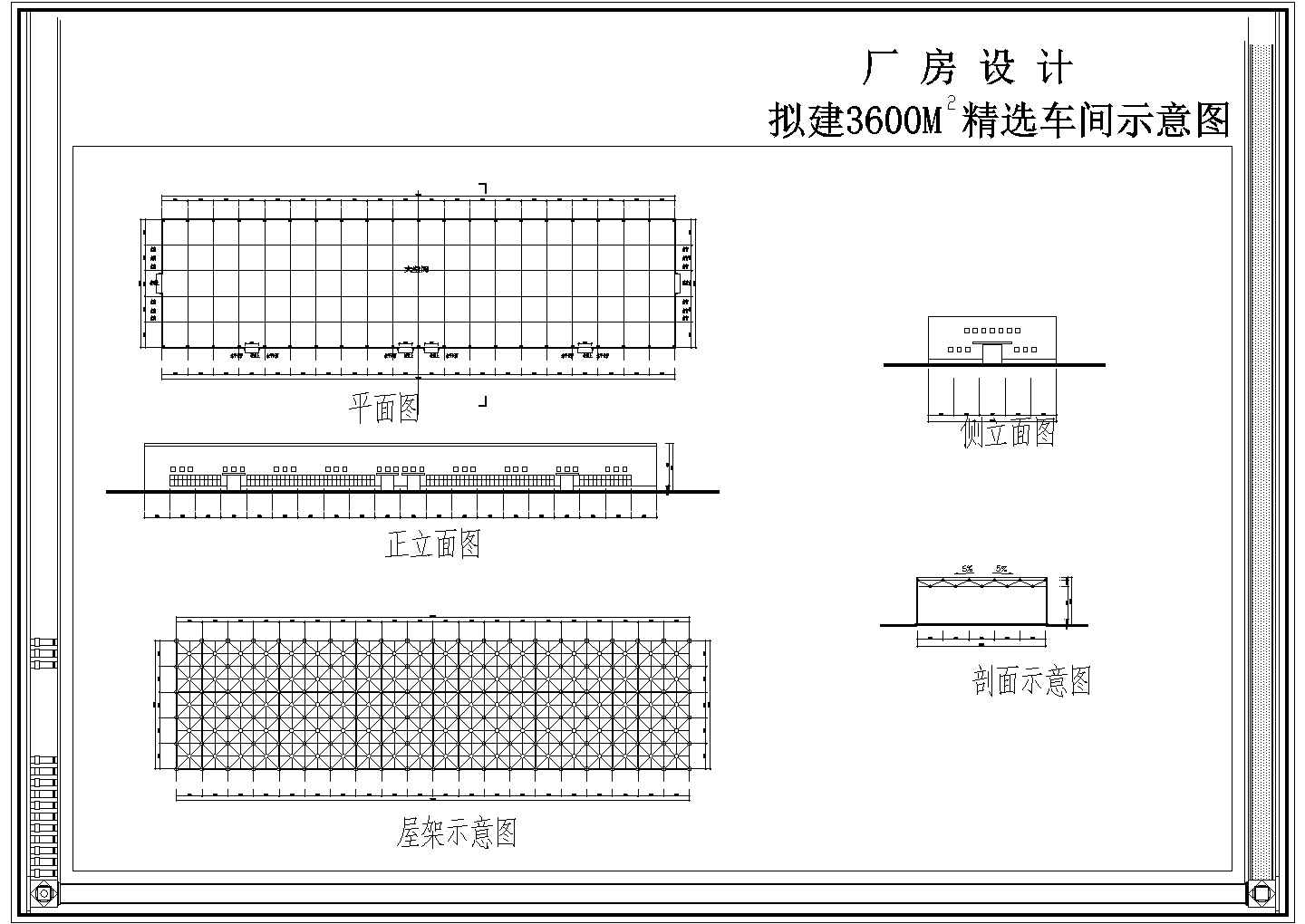 某拟建3600平米单层精选车间设计示意图