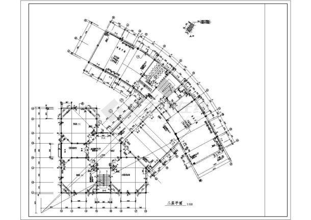 某地区少儿图书馆建筑施工cad图-图一