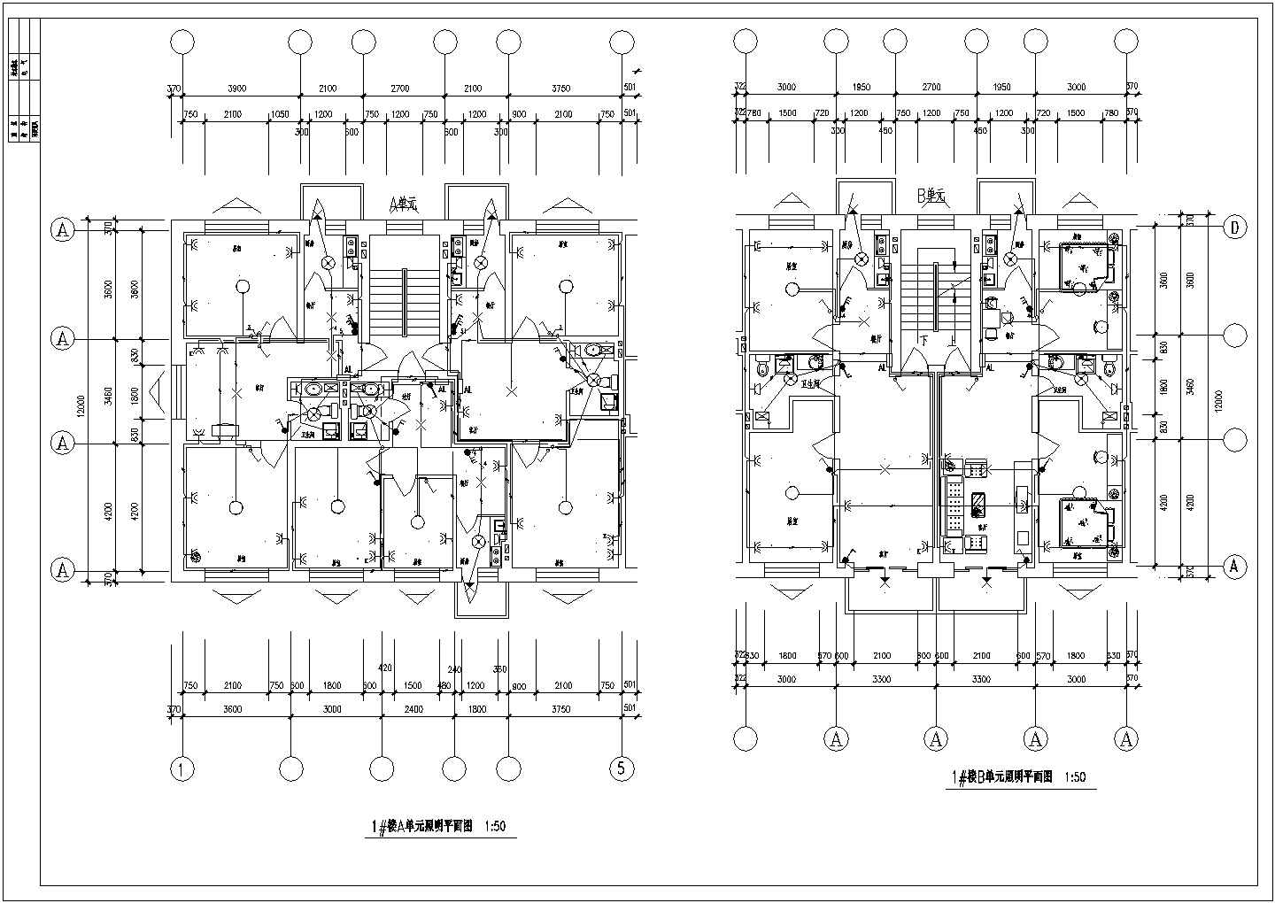 1#楼电气结构设计方案及施工全套CAD图纸