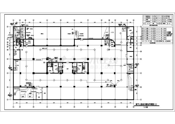 某大厦地下室、一层、设备层及屋顶动力系统和平面图-图一