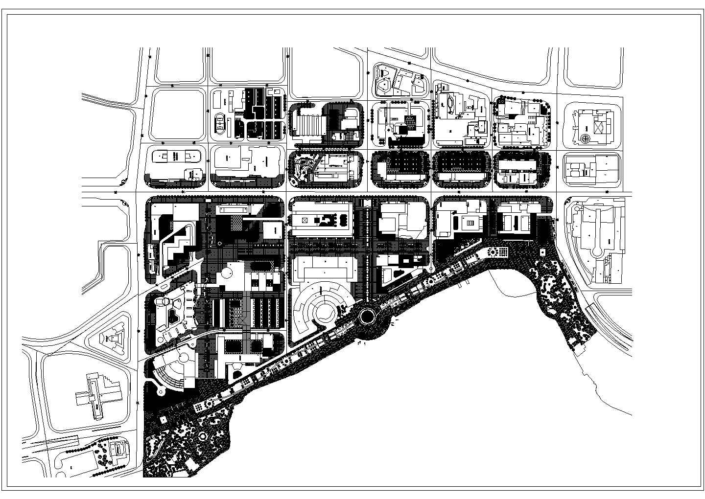 杭州大型商业步行街区CAD全套设计施工平面图纸