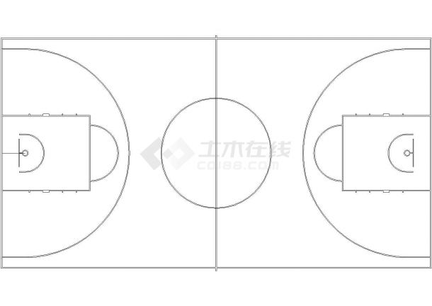 篮球场尺寸CAD施工图-图一