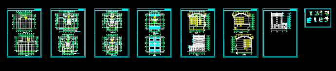 七层徽派风格住宅楼建筑设计CAD图纸_图1