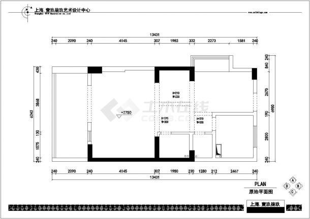 某三室住宅美式装修设计施工CAD图-图一