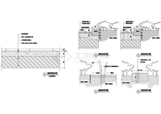 5个园路剖面设计详图( 安全胶垫地面)