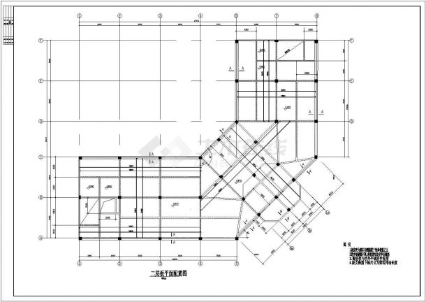 某办公楼三层框架结构设计施工图纸-图一