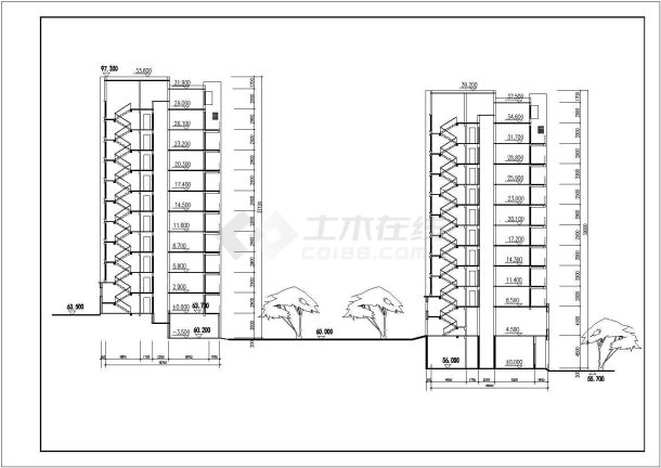 某新村高层两栋住宅楼建筑设计图纸-图一