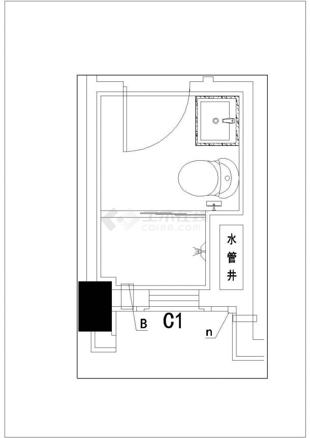 厨房厨柜及卫生间装修CAD设计图-图一