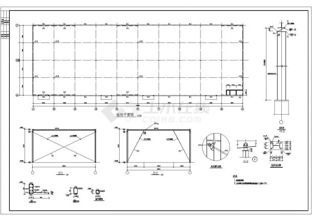 某地两层门式钢架结构厂房结构施工图-图二