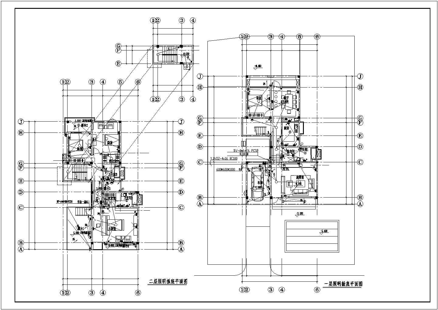 某度假村别墅电气设计施工CAD图纸(B型)