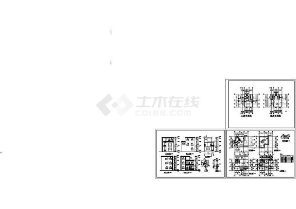 99平方米3层独栋别墅建筑方案设计cad图，共四张-图一