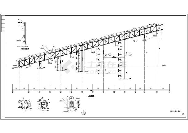 某钢结构皮带廊桁架结构设计施工图纸-图二