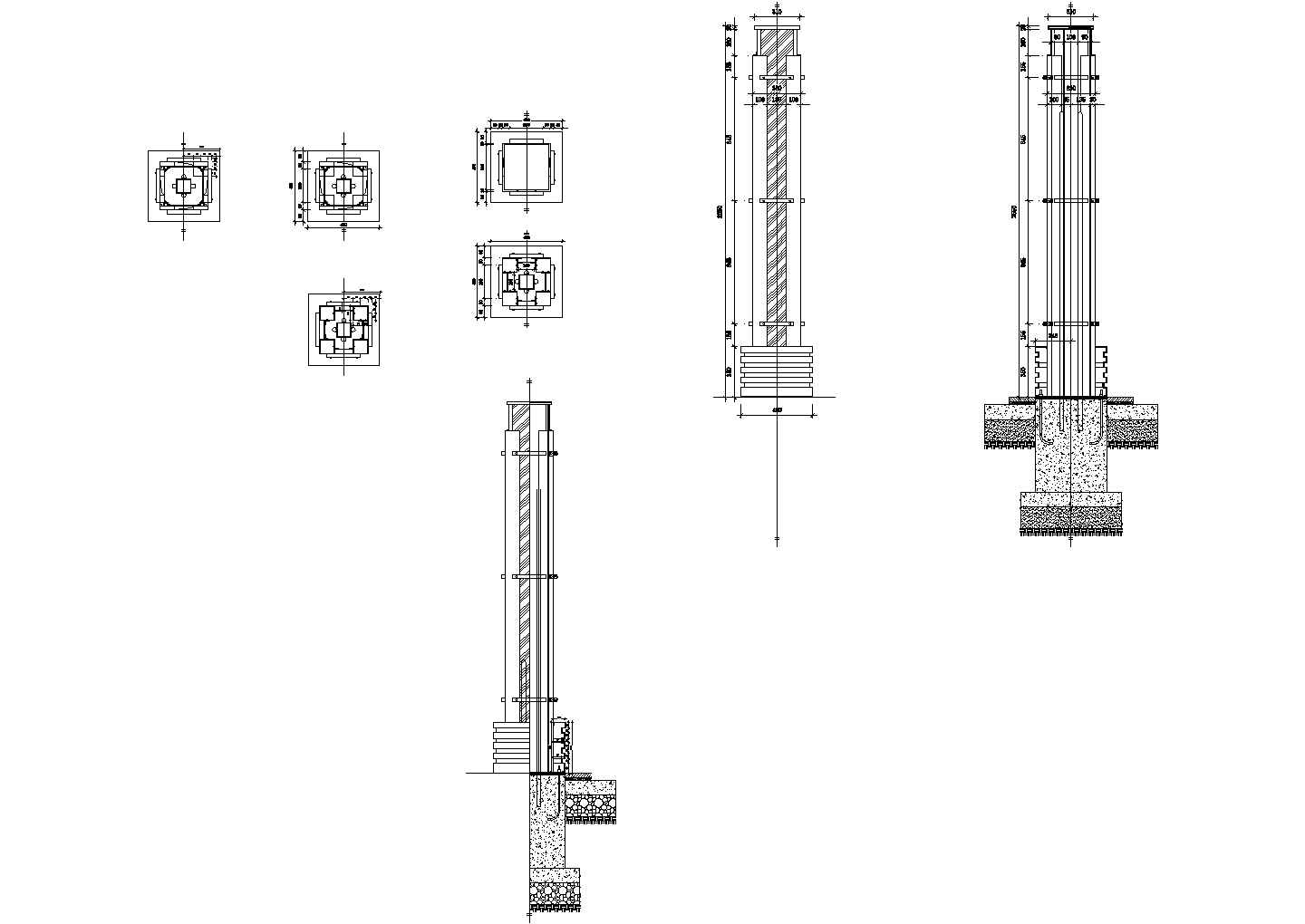 某公园道路景观灯柱建筑设计图