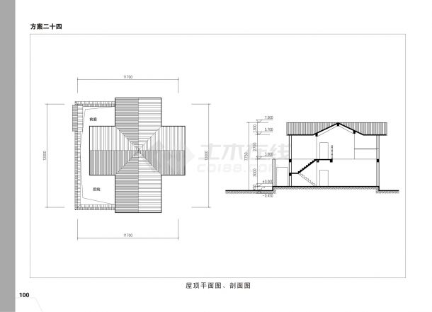 113平方米多层砖混结构乡村元素住宅设计cad图，含效果图-图一