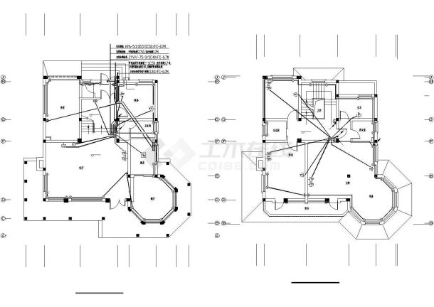 某地私人小型别墅电气设计施工CAD图纸-图二