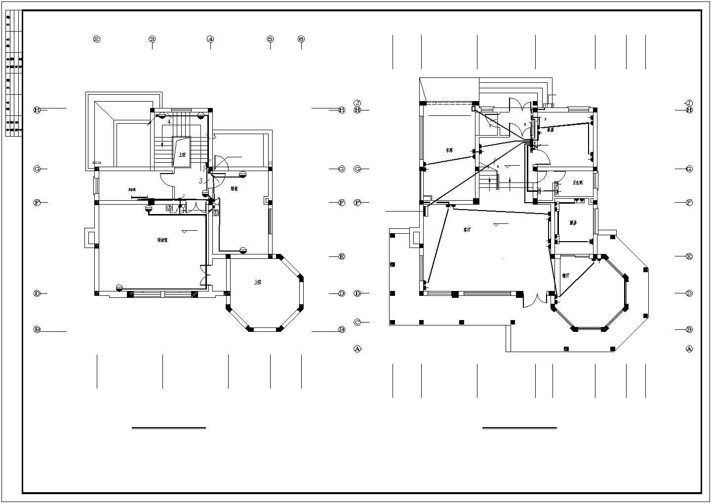 某地私人小型别墅电气设计施工CAD图纸