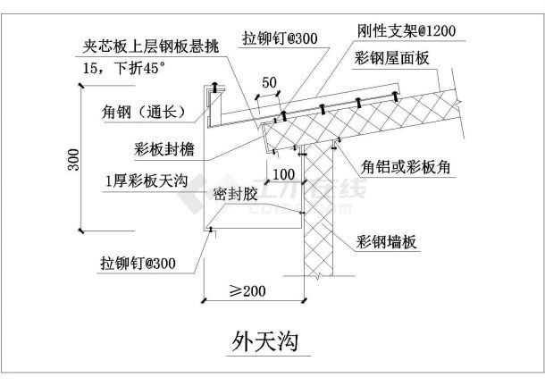 彩钢板天沟方案设计图纸系列一 五套-图二