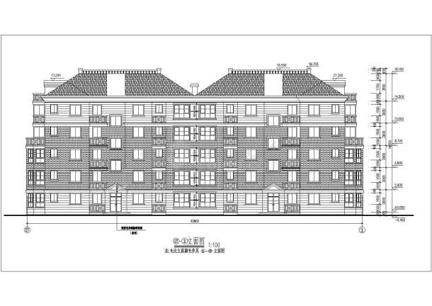 某地五层坡屋顶小区住宅楼建筑设计图-图二