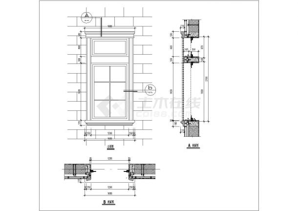 别墅石材装饰门窗洞口建筑设计CAD施工图-图一