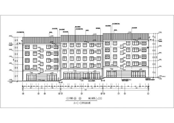 某地五层单元组合住宅楼建筑施工图-图一