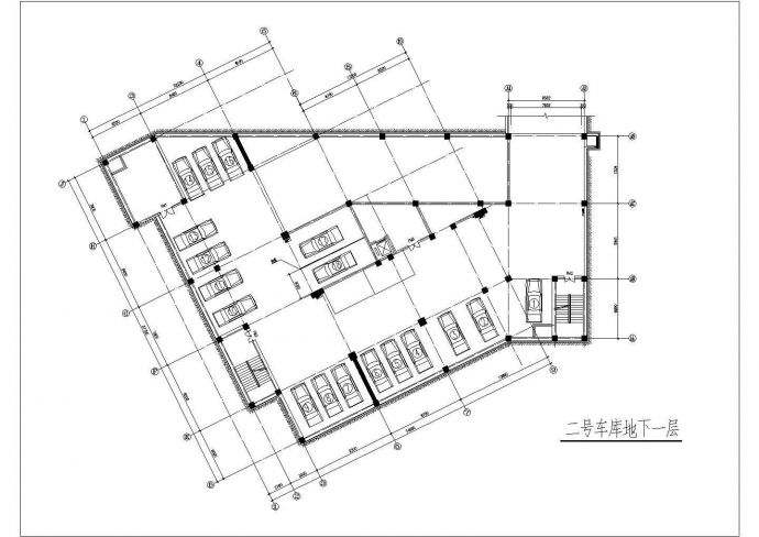 某小区二层地下车库建筑设计方案图_图1
