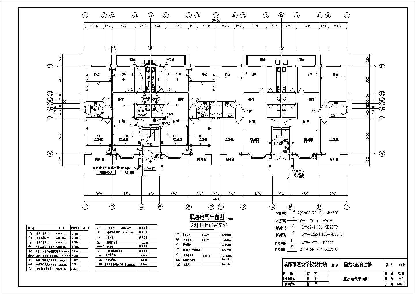多层建筑电施工与设计方案全套CAD图纸