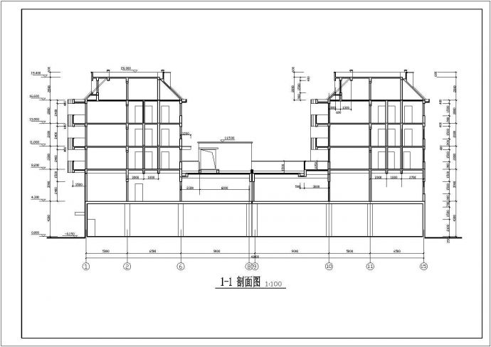 天津市某地区居住建筑平立剖设计图_图1