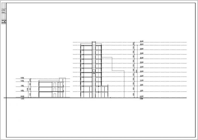 广西壮族自治区某城市会所综合楼CAD建筑图_图1