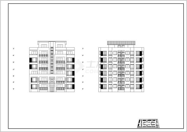 某六层一梯二住宅楼建筑方案图（南梯）-图一