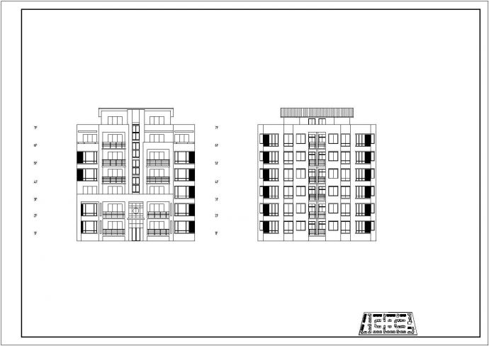 某六层一梯二住宅楼建筑方案图（南梯）_图1