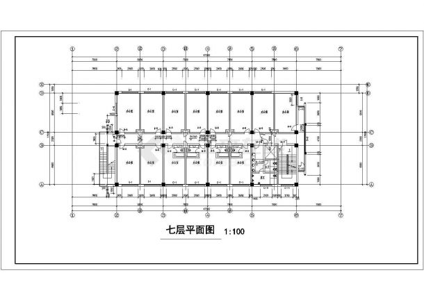 框架结构宾馆商住楼建筑设计CAD图纸-图二